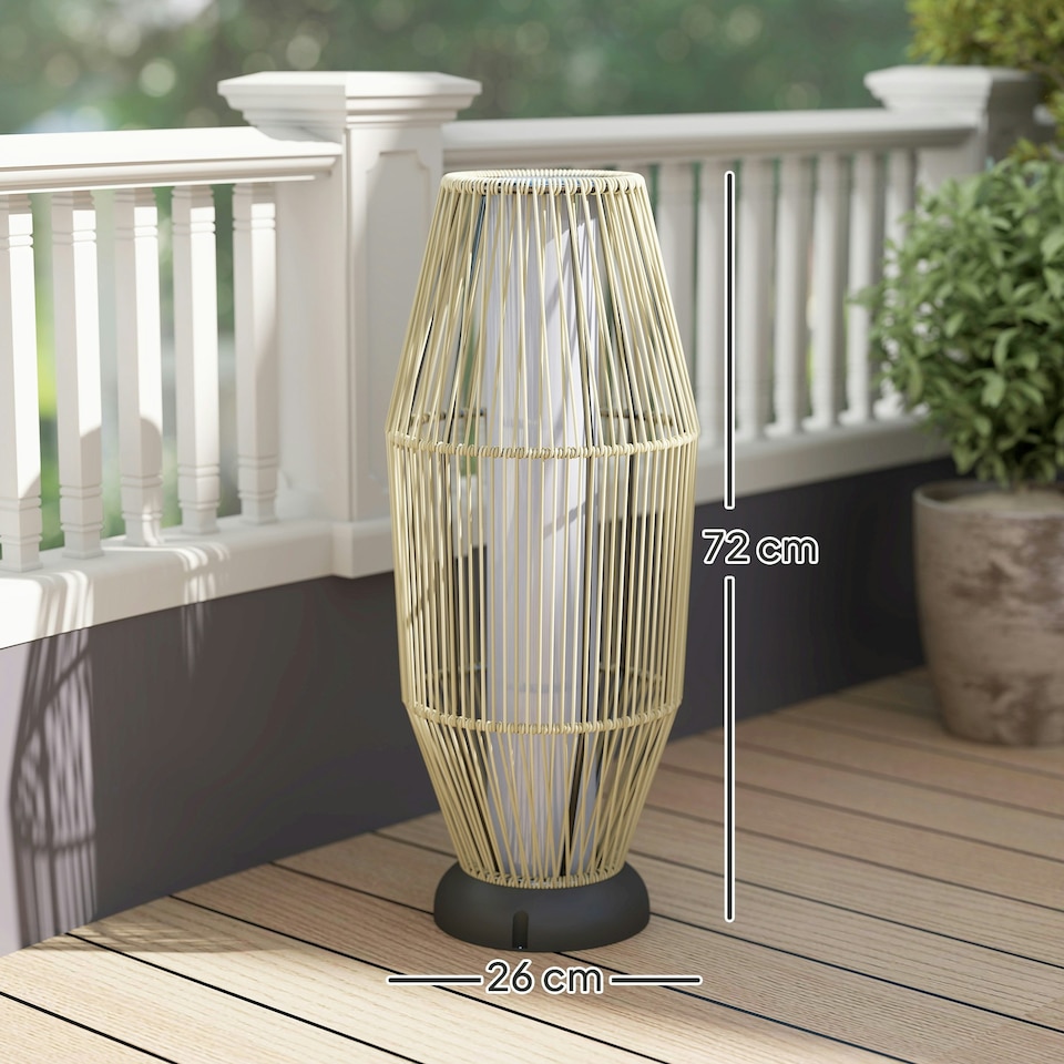 image 1 of Outsunny 72 cm Rattan Solar Floor Lamp, Auto On/Off LED Garden Light, Grey