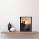 image 2 of Rooftop Romance Watercolour Orange Couple Black Framed Wall Art Print A4