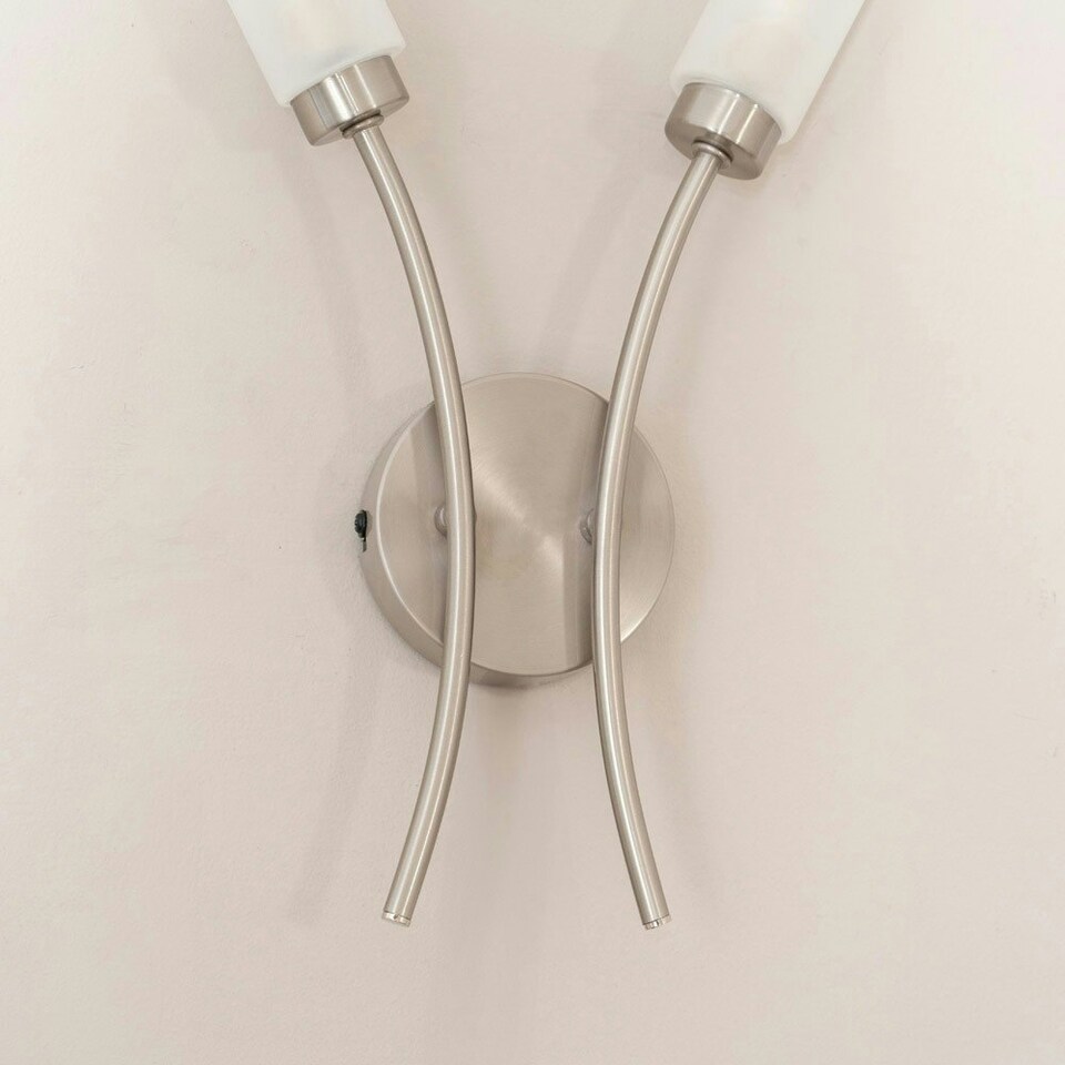 image 1 of ValueLights Maya Pair - 2 Way Curved Brushed Chrome Wall Light Fitting for