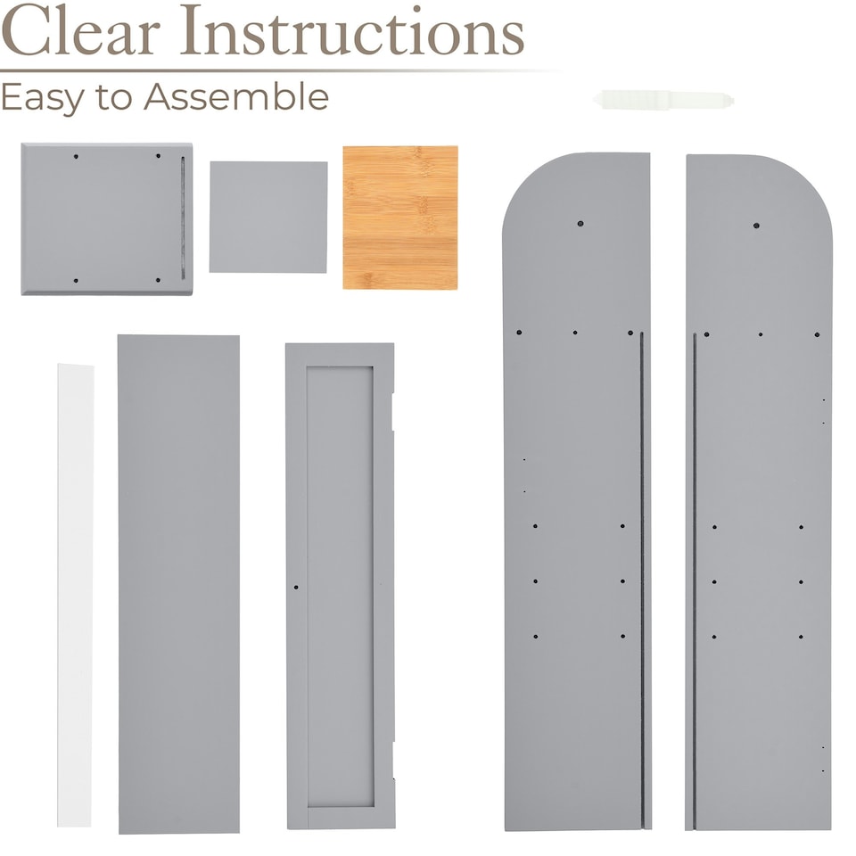 image 1 of Christow Toilet Roll Holder Cabinet Freestanding Grey Bamboo Wood Bathroom Unit