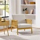 image 1 of Yaheetech Fabric Accent Chair with Rattan Sides Rubberwood Legs | White | Beige