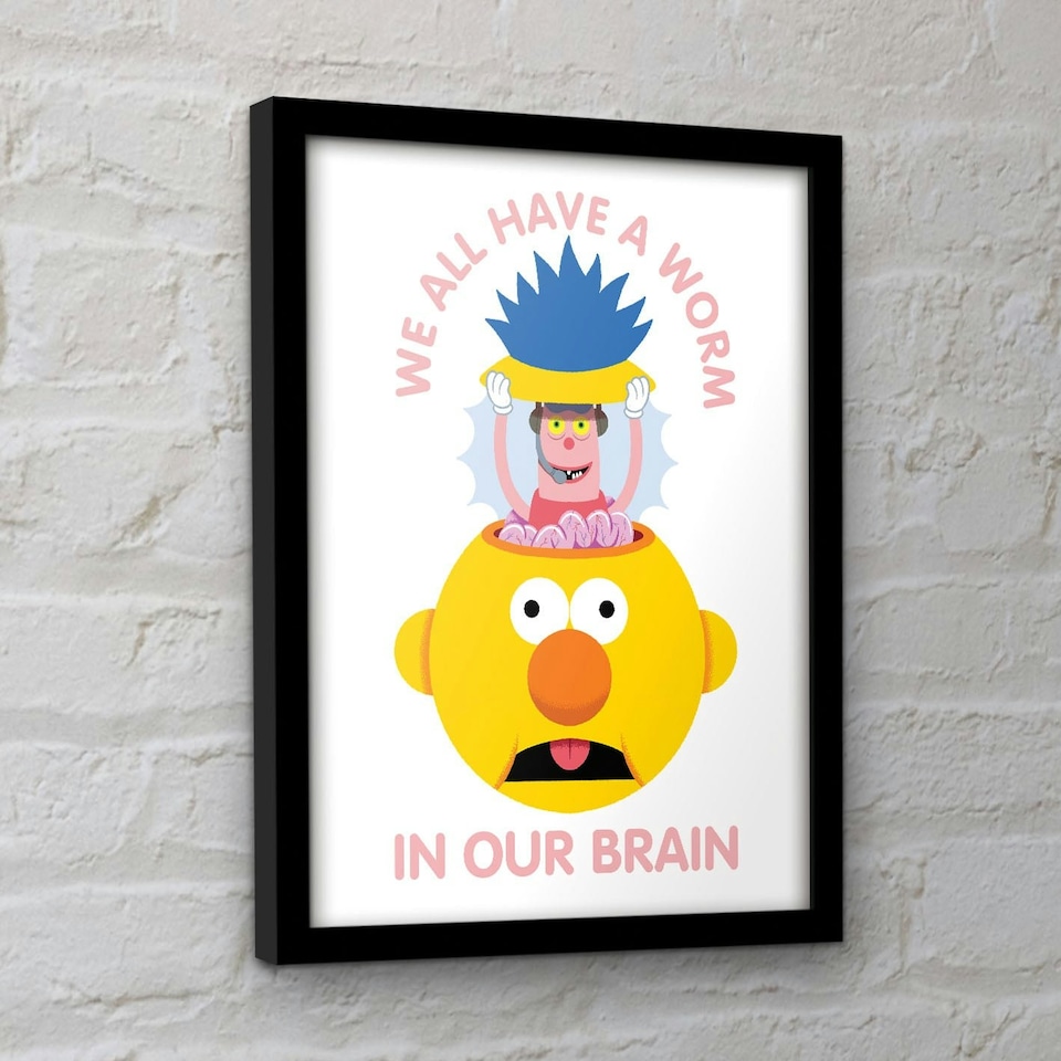 image 1 of Don't Hug Me I'm Scared (Worm In Our Brain) Framed 30x40cm Print