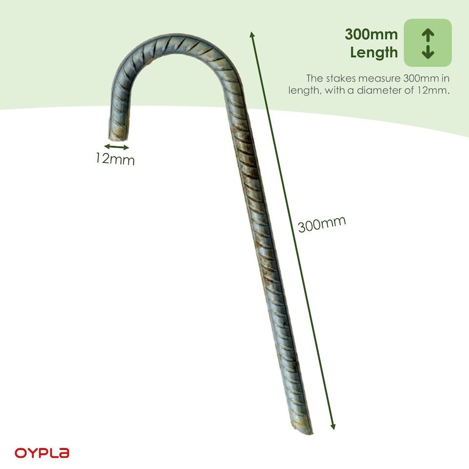 image 1 of 8x Galvanised Steel Ground Stakes Rebar Tent Pegs Garden Pins Anchors - 12 Inch | Silver