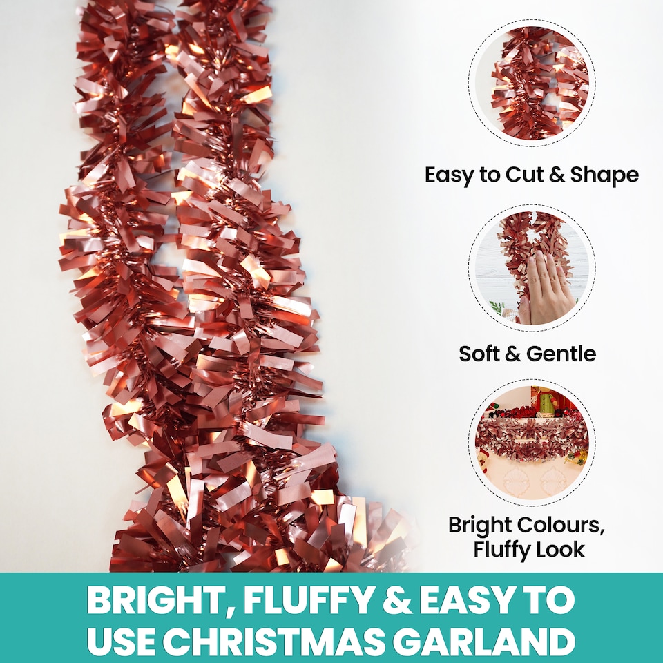 image 1 of 6.5ft/1.98m Wide Chunky Christmas Tinsel Garland Shiny Foil Twist Garland
