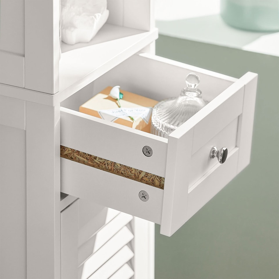 image 1 of SoBuy FRG236-W,Tall Bathroom Storage Cabinet Freestanding Unit with 2 Doors