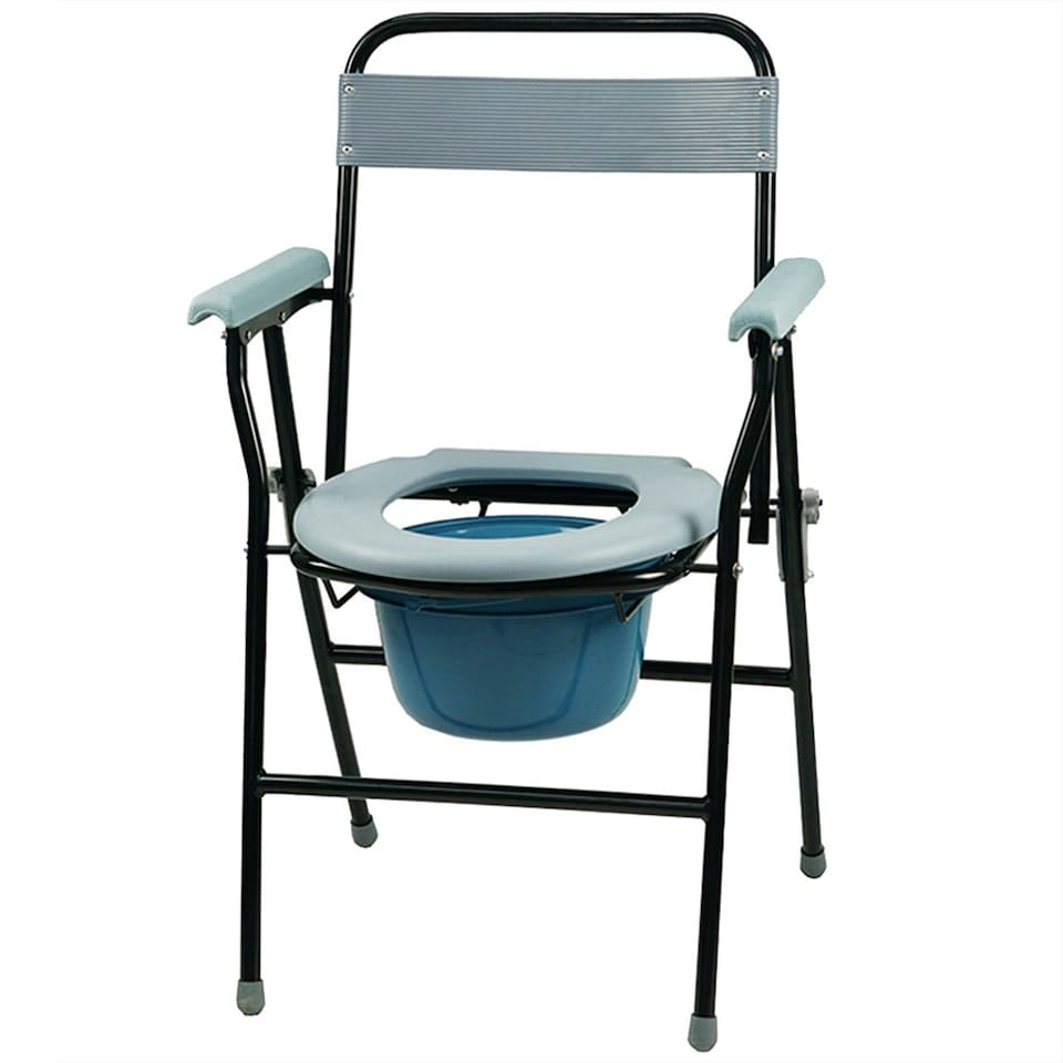 image 1 of Folding Steel Commode Toilet Chair Foldable Seat And Pan Portable disability aid