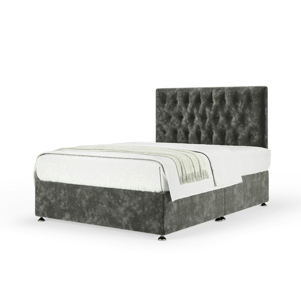 image 1 of Neptune Spring Charcoal Chenille Divan Set And Lona Headboard Small Double