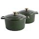 image 1 of Argon Tableware Round Cast Iron Casserole Dishes - 4.65L - Green - Pack of 2 | Green | Green | 2