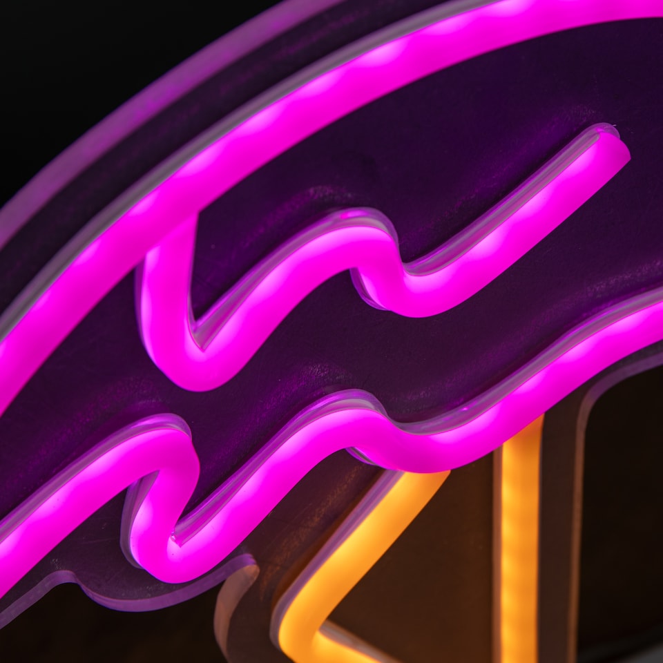 image 1 of 43cm Light up Neon Effect Flamingo with Santa Hat on Base with Multi-Coloured LEDs