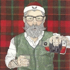IHR Lunch Napkins Hipster Santa 33cm 3ply 20 Pack
