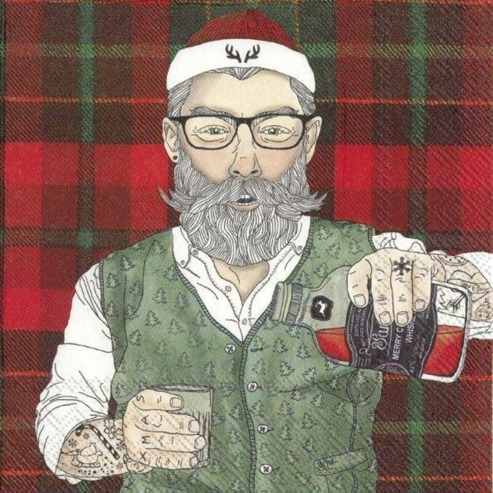 IHR Lunch Napkins Hipster Santa 33cm 3ply 20 Pack