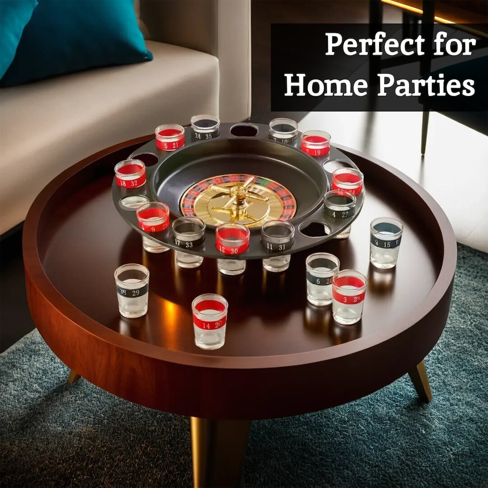 image 1 of Roulette 16 Shot Glasses Drinking Game