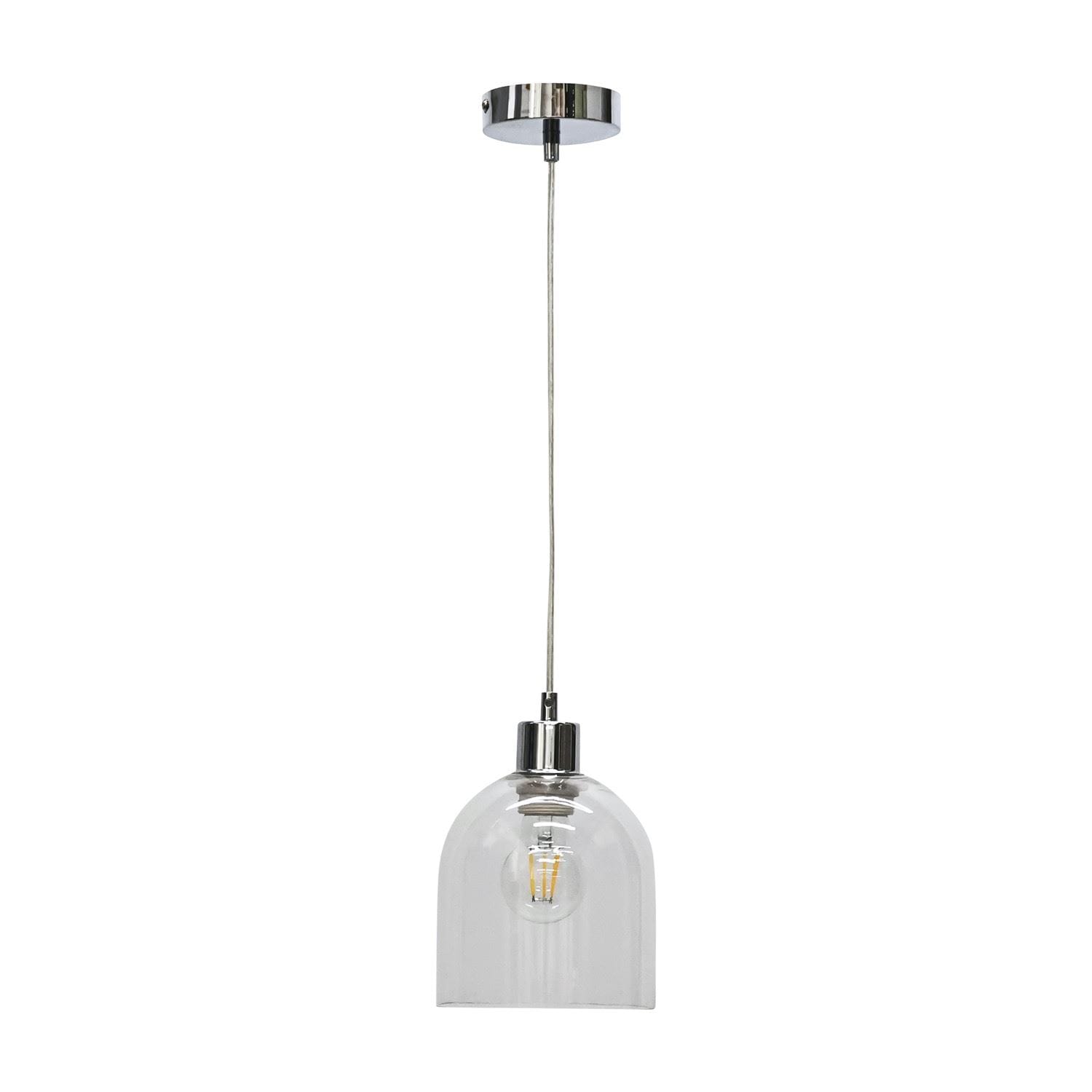 First Choice Lighting Belten - Clear Glass Cloche with Chrome Pendant Fitting