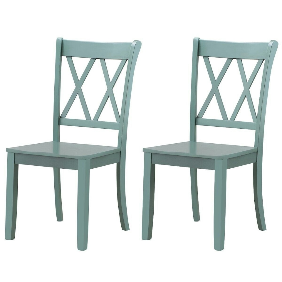 image 1 of COSTWAY Set of 2 Dining Chairs Wooden Armless Chairs Green