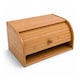 image 5 of Single Layer Roll Top Bamboo Wooden Bread Bin Kitchen Storage | Brown