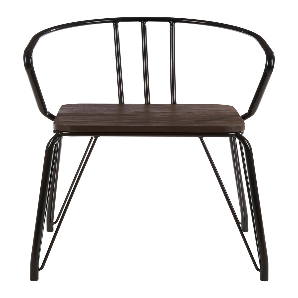 image 1 of Interiors by Premier Black Metal and Elm Wood Arm Chair, Accent Dining Arm Chair, Versatile Wooden Chair for Home, Office, Lounge
