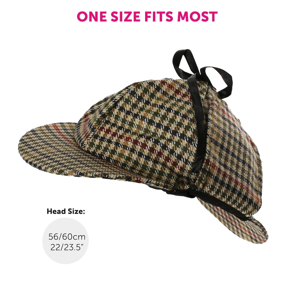 image 1 of Victorian Detective Deerstalker Hat – Classic Sherlock Holmes Fancy Dress Accessory N/A | One Size