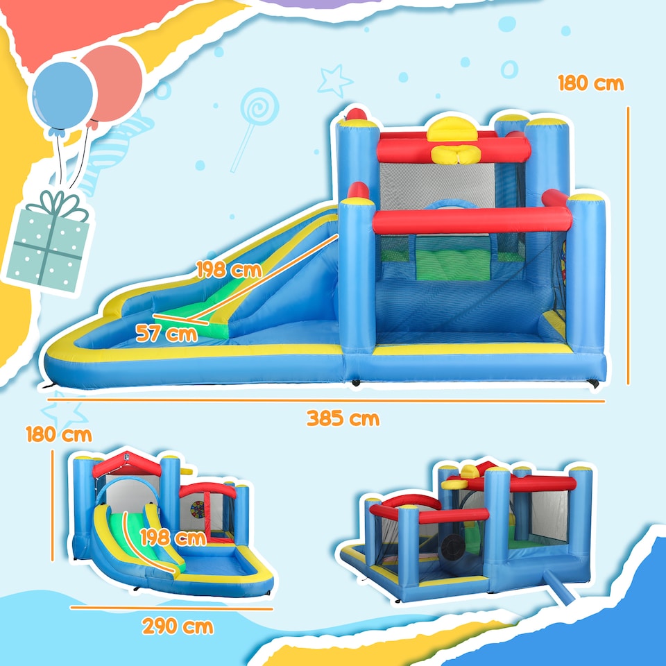 image 1 of AIYAPLAY Inflatable Bouncy Castle with 550W Blower, 385 x 290 x 180 cm