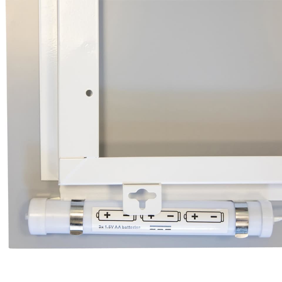 image 1 of Battery Operated LED Illuminated Bathroom 600mm Strip Rectangular Mirror | Clear | 1
