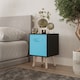image 2 of Black 1-Drawer Cube Shelving Unit with Scandinavian Legs | Blue | Sky Blue & Pine | 1