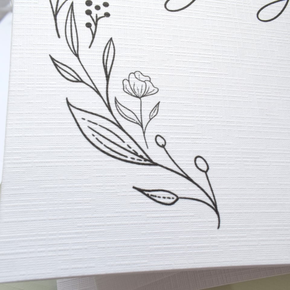 image 1 of Happy Birthday Friend Greeting Card Elegant Floral Monochrome White