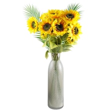 100cm Yellow Artificial Sunflower Arrangement Glass Vase