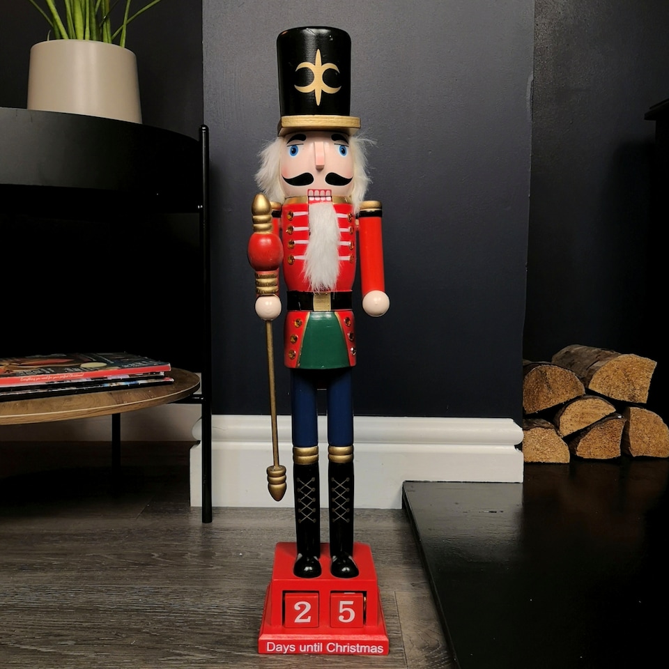image 1 of 50cm Red Countdown Wooden Christmas Nutcracker Decoration