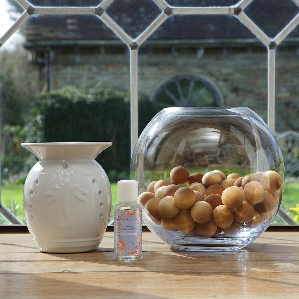 image 1 of Hassett Green London - Iced Cranberry - Scented Wooden Balls Pack of 12 plus 30ml Bottle of Home Fragrance Oil for Refreshing - Alternative to Pot Pourri, Diffusers, Sachets and Drawer Liners