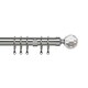 image 1 of 35mm Fixed Length Metal Curtain Pole Set Chrome Acrylic Ball Finial 300cm | Silver | Silver