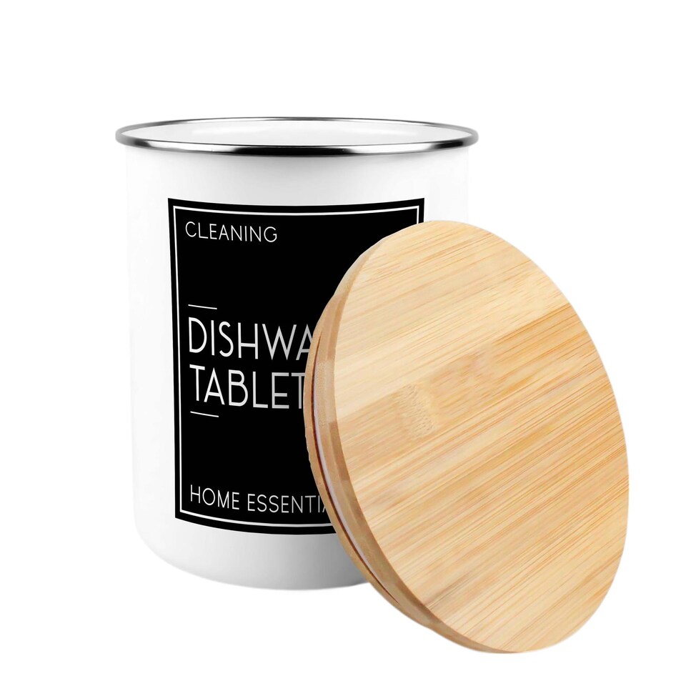 image 1 of Inverted Minimalist Dishwasher Tablets Storage Tin