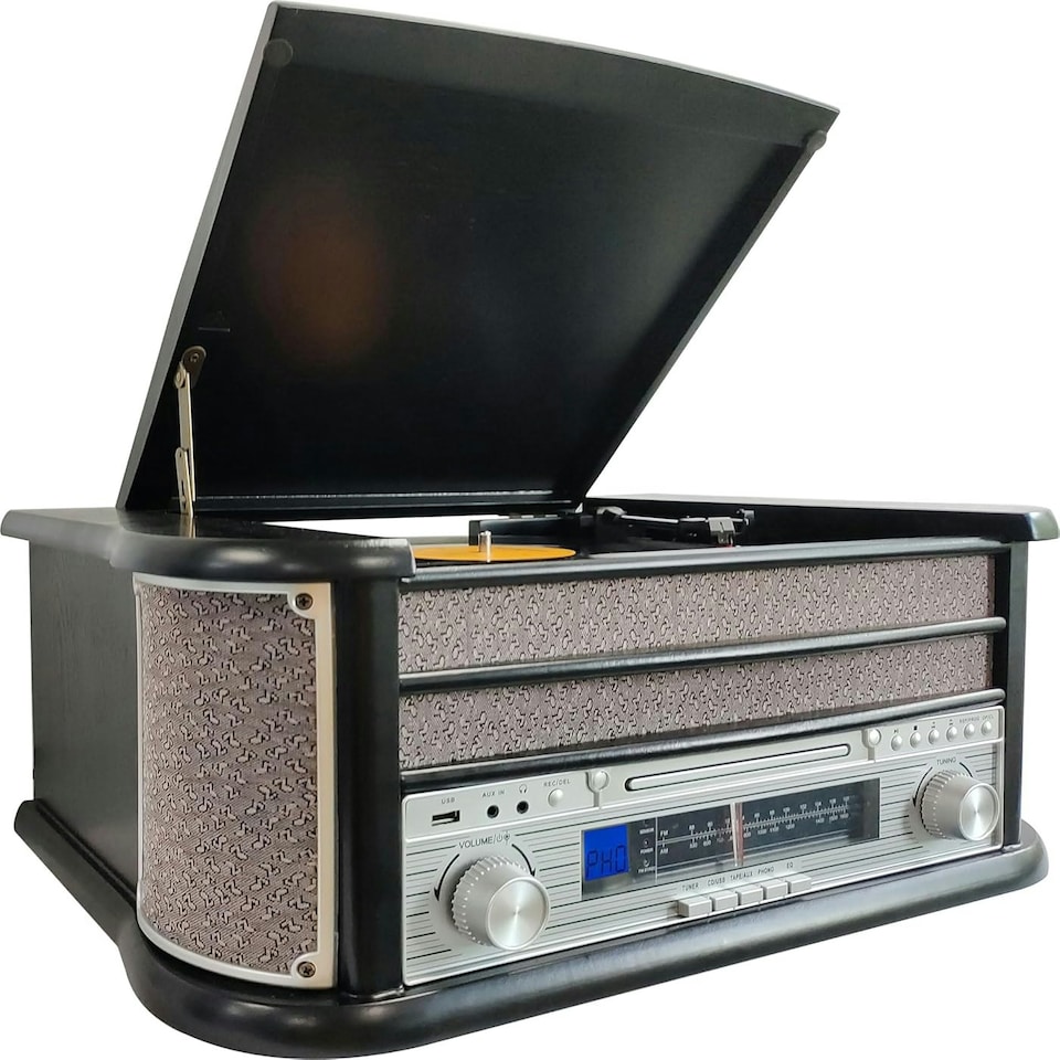 image 1 of Denver MCR-50BT Vintage Retro Bluetooth Music Centre with CD, Cassette, and USB HiFi System