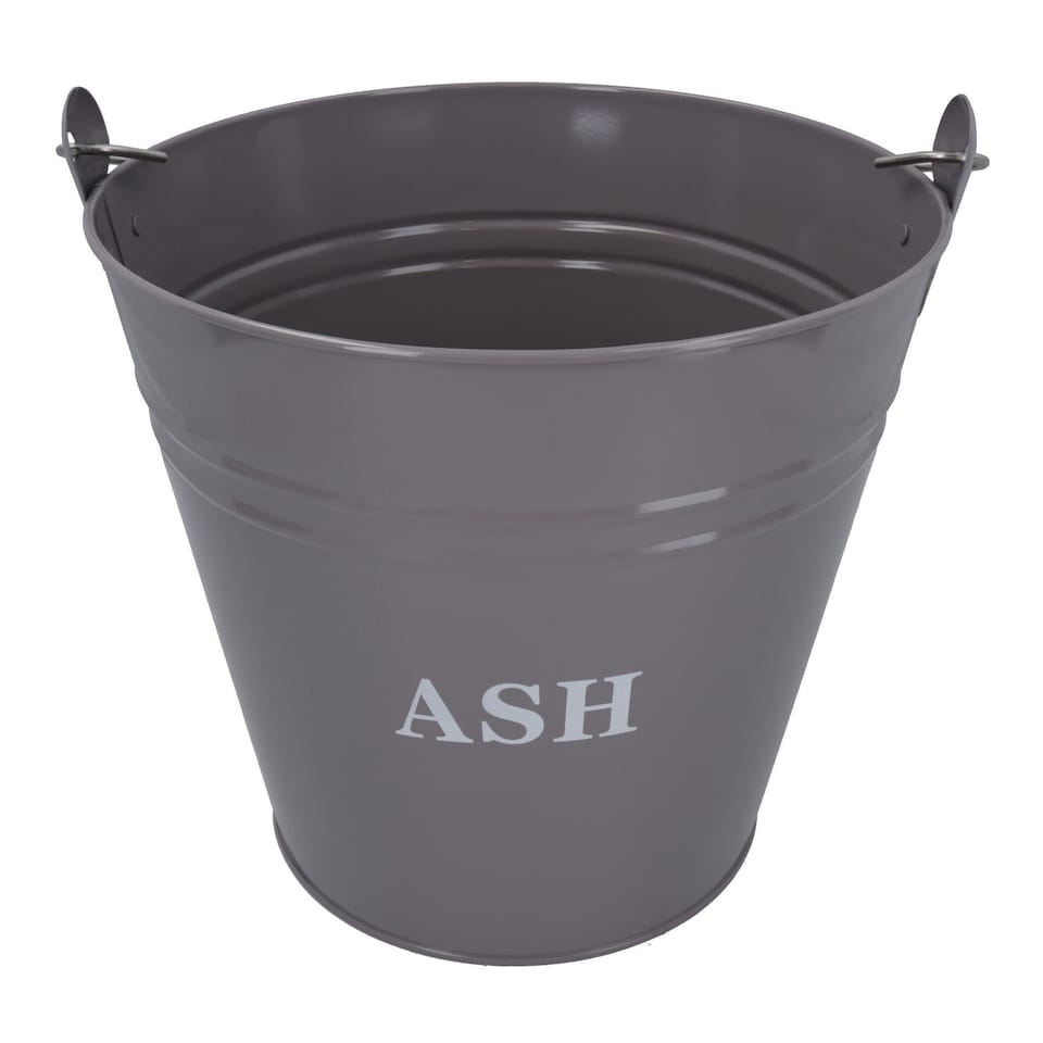 image 1 of Coal Bucket & Lid Grey Metal Ash Tidy Bin Coal Carrier Fire Log Burner Kindling
