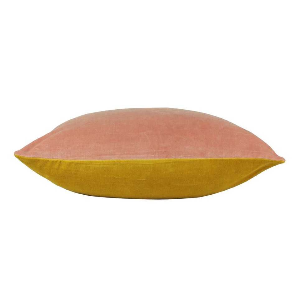 image 1 of Furn Tanda Velvet Cushion, Pink/Ochre, 50 x 50cm
