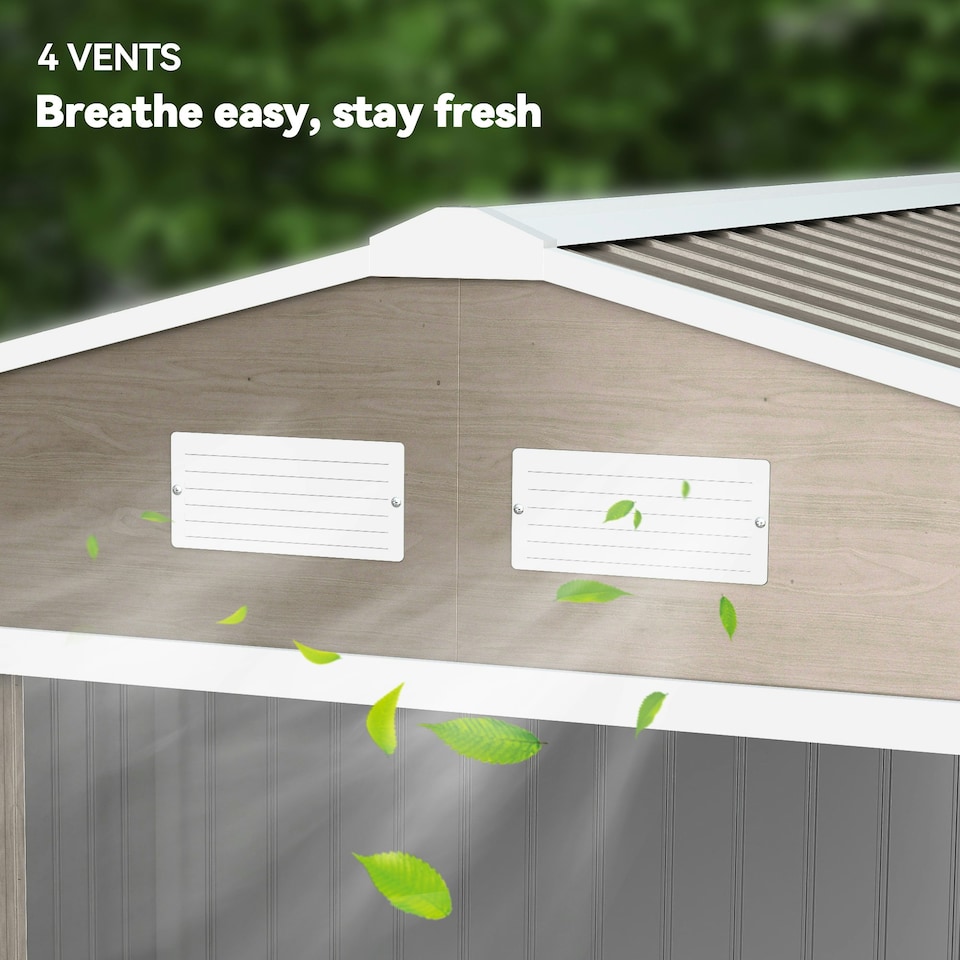 image 1 of Outsunny 9 x 6FT Galvanised Garden Storage Shed with Sliding Door, Brown