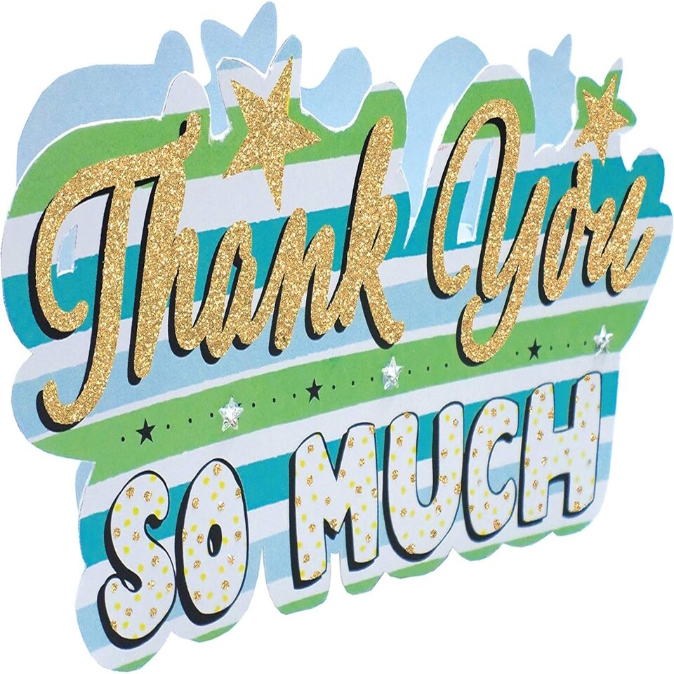image 1 of 3D Glitter Finished Thank You Lettering Card