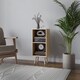 image 2 of 2-Tier Cube Display Cabinet with Scandinavian Legs | Brown | Oak & Pine | 1