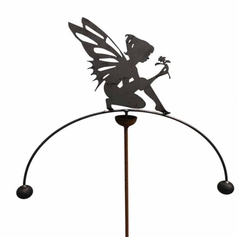 image 1 of Fairy Sitting Wind Rocker Double Bare Metal/Ready to Rust - Steel - W54 x H148.5 cm