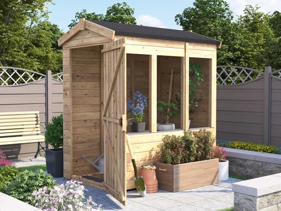 image 1 of Dunster House Potting Shed Apex Roof W4' x D6' (W1.2m x D1.8m) Superfelt, Overlord Modular