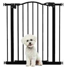 PawHut 74-80cm Adjustable Metal Pet Gate Safety Barrier w/ Auto-Close Black
