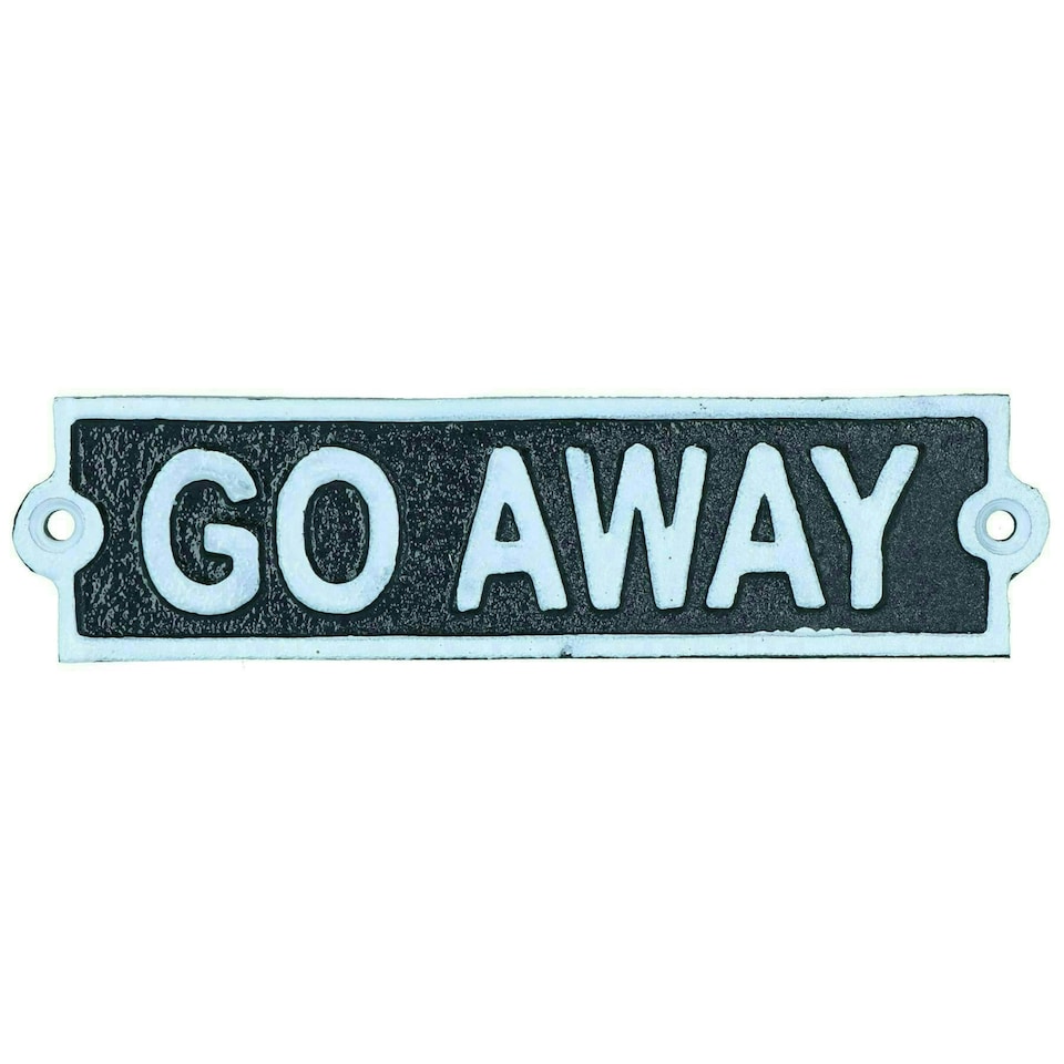 image 1 of Go Away Cast Iron Sign Plaque Door Wall House Home Gate Garden Yard Post