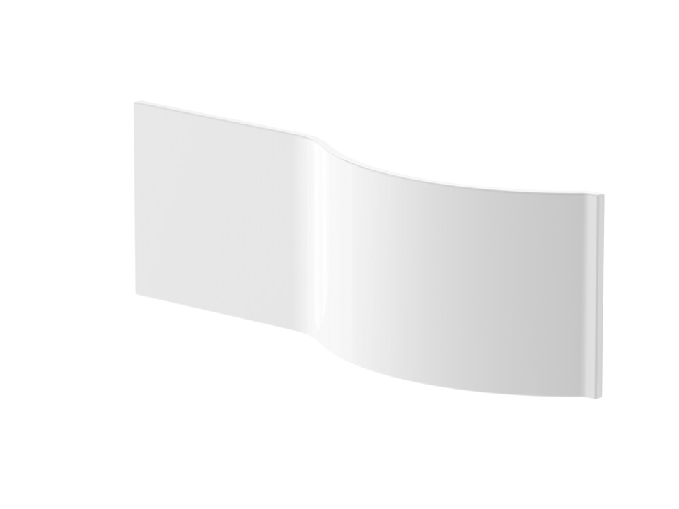 image 1 of P-Shaped Acrylic Bath Panel for Shower Baths with Curved Front Design