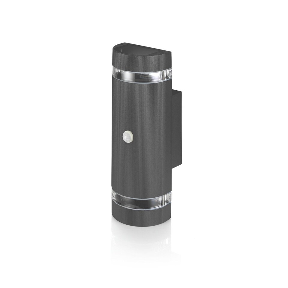 image 1 of Auraglow PIR Motion Sensor Double Up & Down Wall Light - FLORENCE | Grey | Anthracite/Warm White