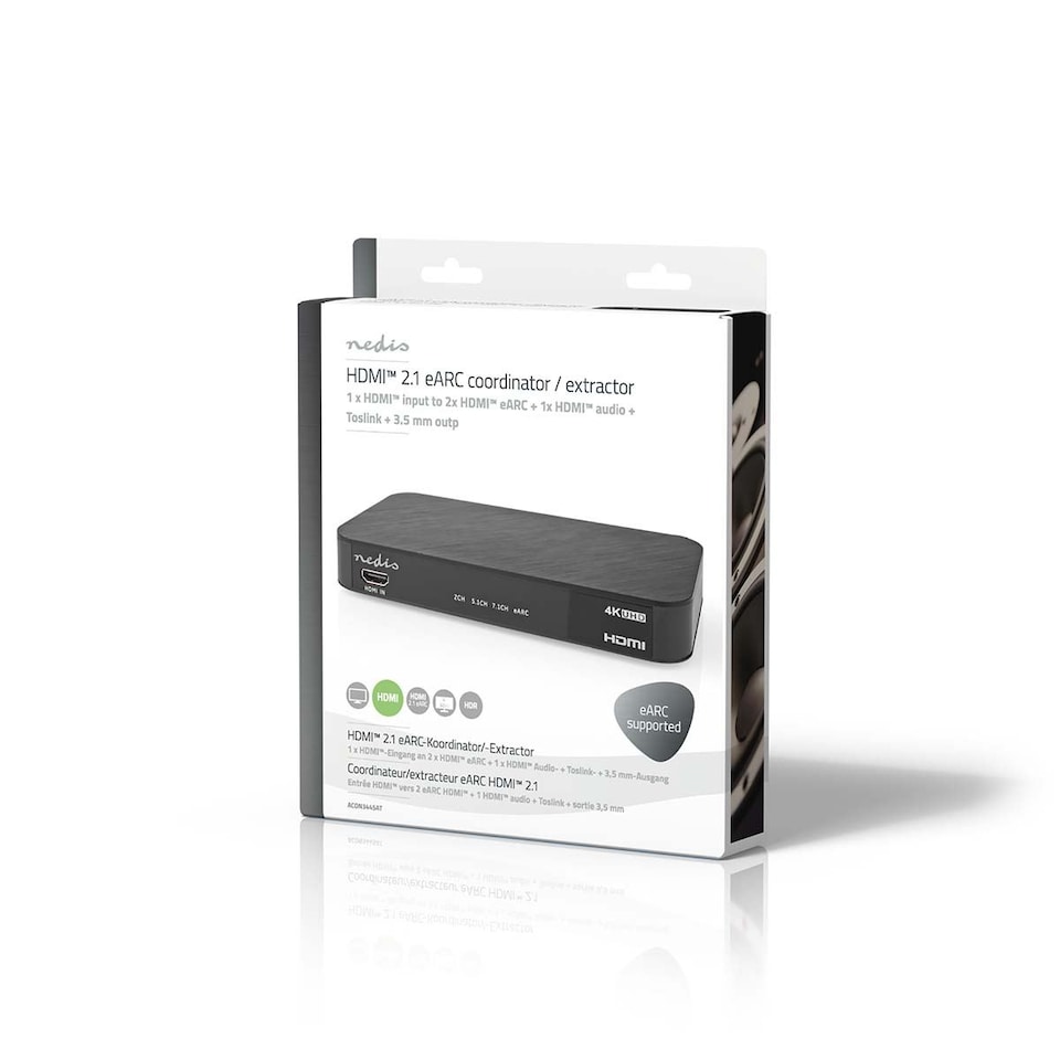 image 1 of Nedis HDMI eARC Audio Converter, Splits eARC to ARC & eARC, Supports Dolby Atmos, DTS:X, DTS Master, Dolby TrueHD, 4K@60 HDR, Toslink & 3.5mm Out