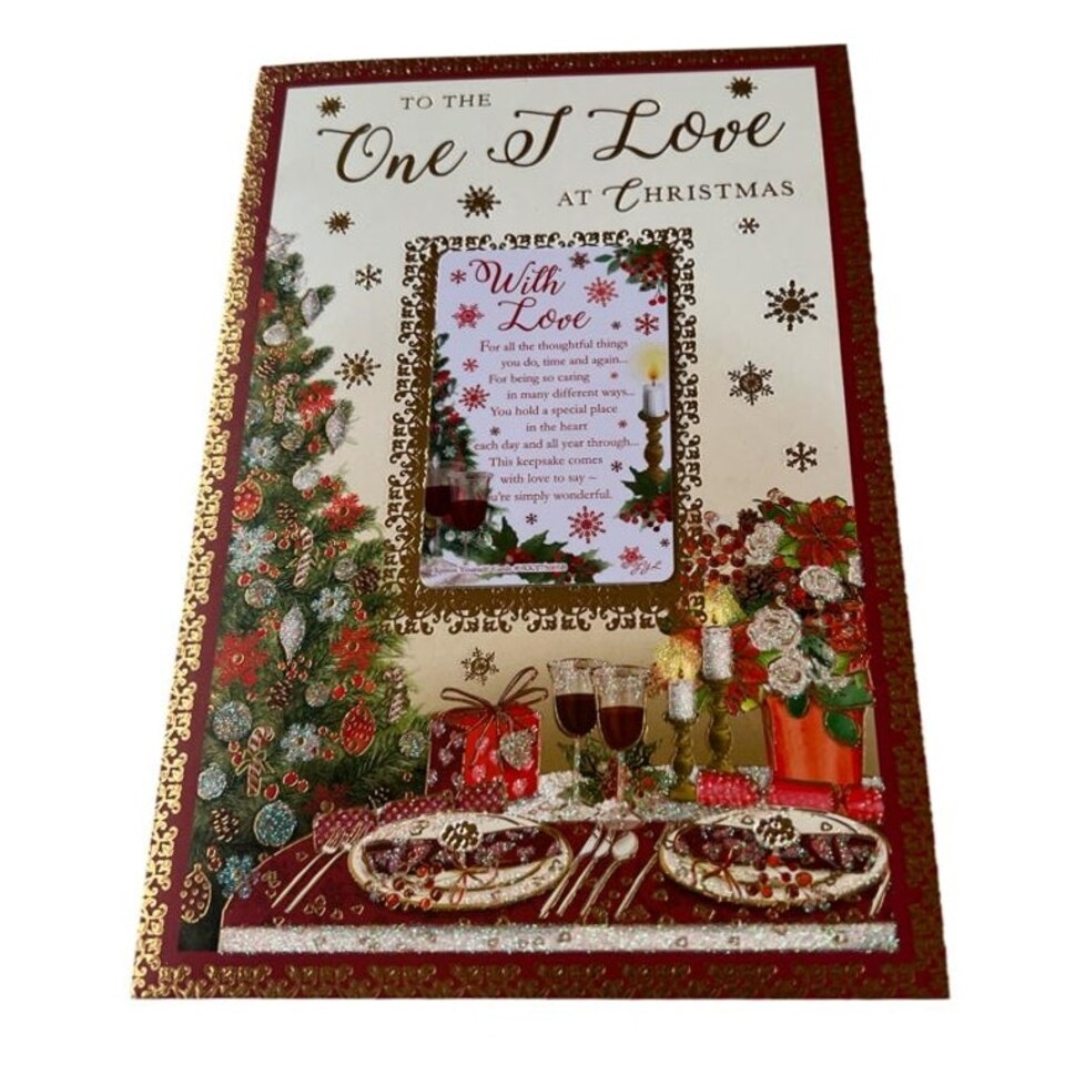 image 1 of To One I Love Floral Glitter Finished Christmas Card