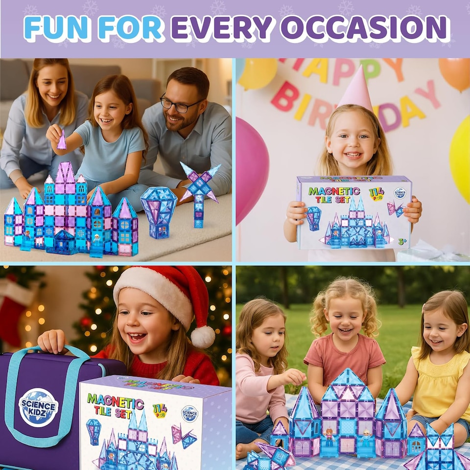 image 1 of Science Kidz 114 Piece Magnetic Tiles Set