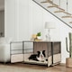 image 2 of PawHut 100cm Dog Crate Furniture Dog Cage End Table Indoor w/ Doors, Cushion
