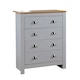 image 1 of Chest 4 Drawers Bedroom Furniture Oak Top Metal Handles Grey