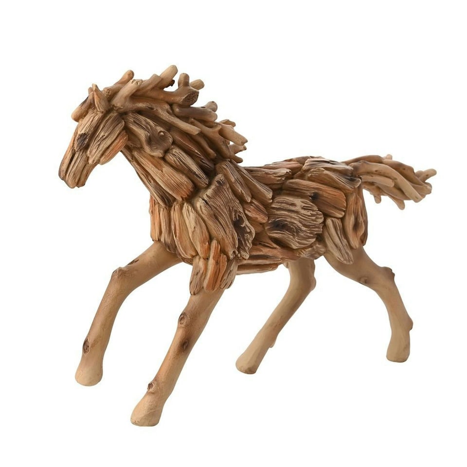 image 1 of Naturecraft Resin Driftwood Collection Running Horse Figurine Brown