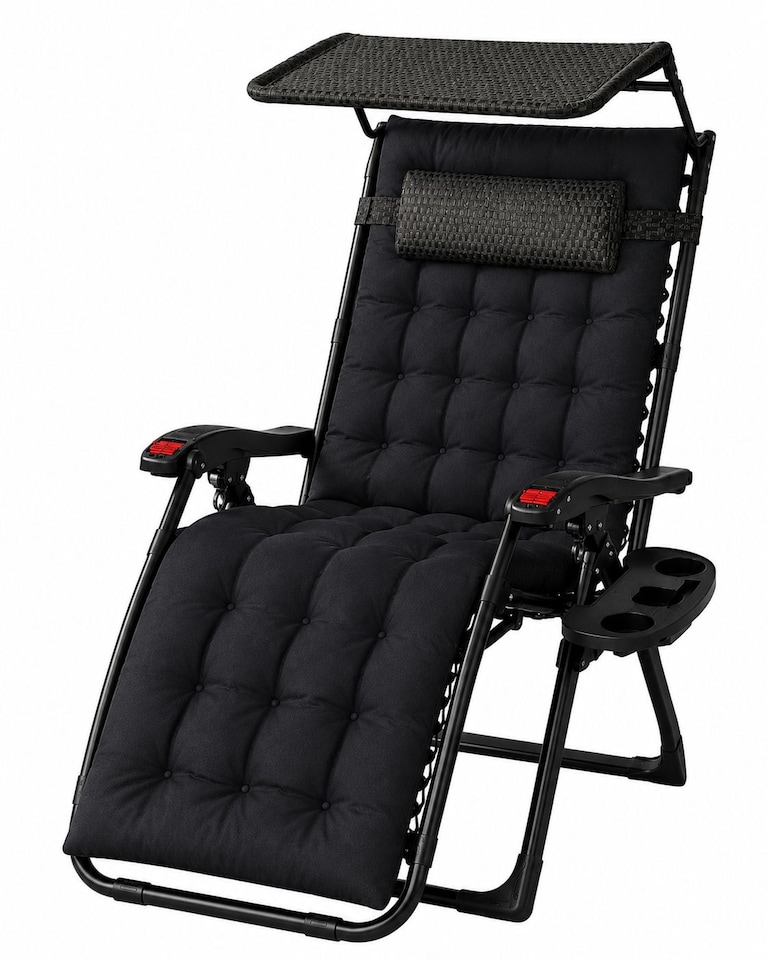 image 1 of Luxury Zero Gravity Lounge Chair With Thick Cushion and Canopy - Pair