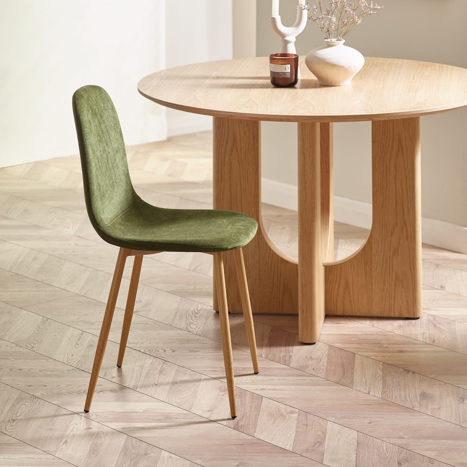 image 1 of Alverton Premium Olive Green Chenille Upholstered Dining Chairs - Set of 4